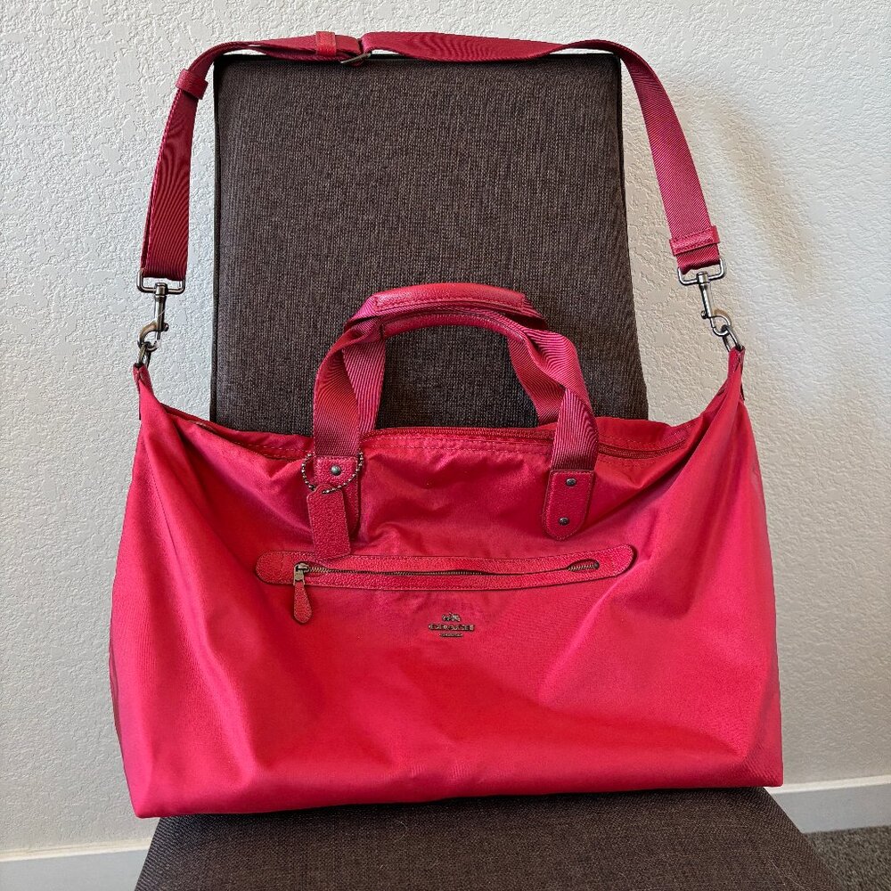 Coach duffel bag in gorgeous red, like new.